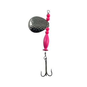 Colorado Hammered Nickel Size 5 Spinner Blade Steelhead Pink Body Lure