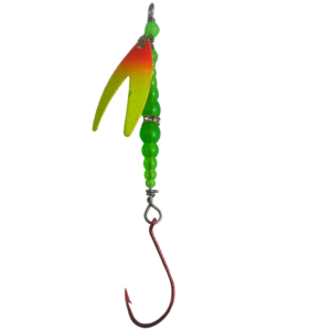 Kokanee Lure Dakota Yellow Orange Splashed Spinner Green Beads Gold Band