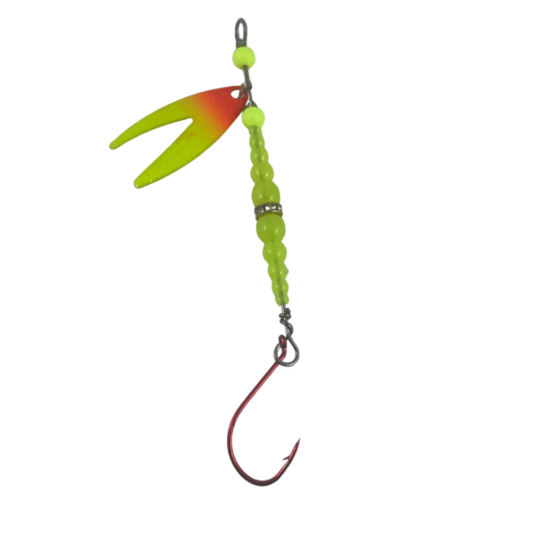 Kokanee Lure Yellow Beads Size 3 Yellow Orange Splashed Dakota Spinner